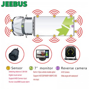 JEEBUS Backup-Kamera Vision Parksensor-Überwachungssystem Ultraschall-Digitalradar-Detektionssensor-Anzeige